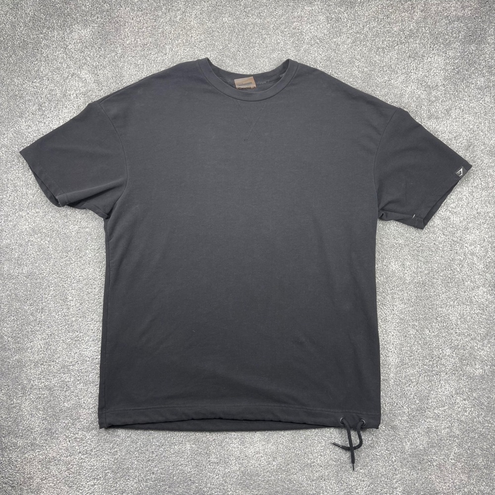 Gymshark Shirt Mens Large Black Short Sleeve Drawstring Heavyweight Crew Neck
